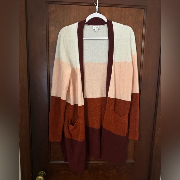 J. Crew Colorblock Open-front Cardigan Sweater In Extra-soft Yarn M - Picture 2 of 6